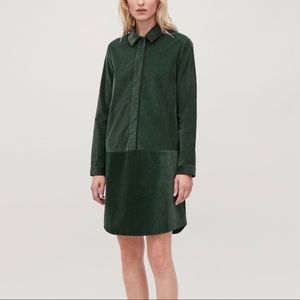COS Green A-Line Corduroy Shirt Dress Size 12